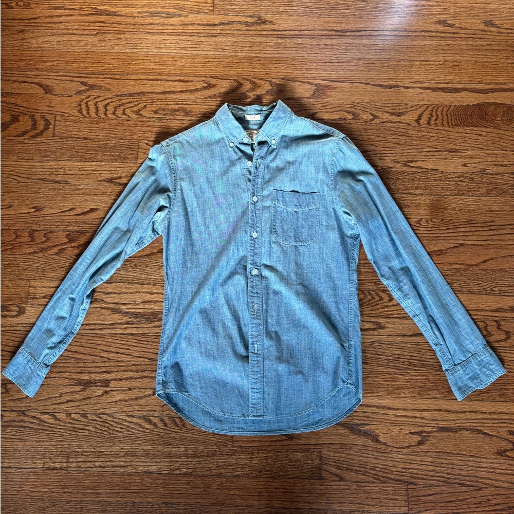 J. Crew Japanese Chambray Casual Button Down Shirt